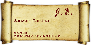 Janzer Marina névjegykártya